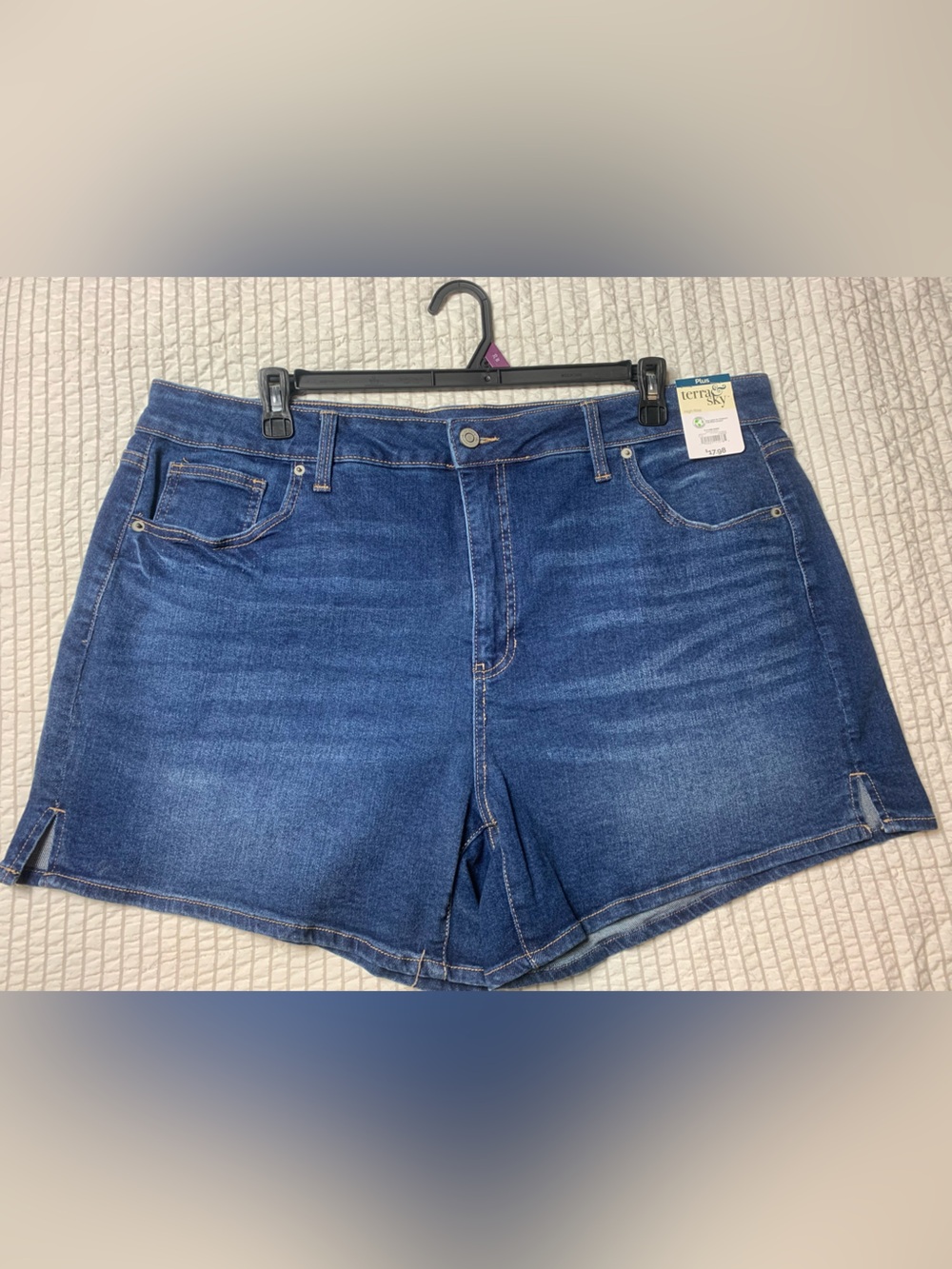 Terra & Sky Plus Size 20W High-Rise Denim A-line Shorts
